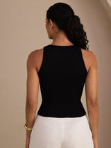 [Black] SilkSilky Sleeveless Round Neck Camisole Top 002