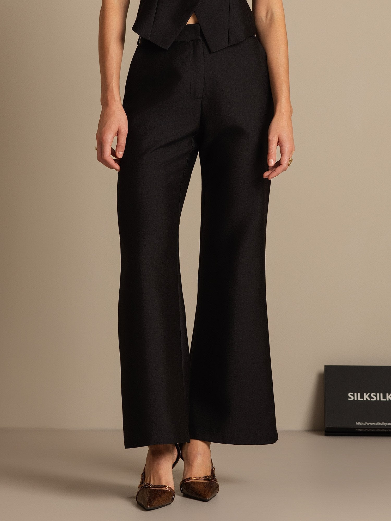 [Black] SilkSilky  32Momme Silk Womens Pants 003