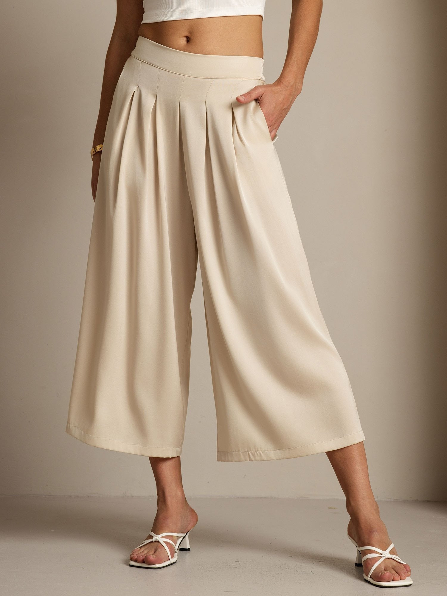 [Beige] SilkSilky 19Momme Silk Womens Pants 003