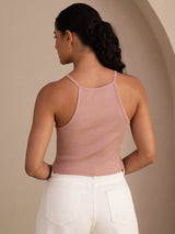 [Pink] SilkSilky Sleeveless Crew Neck Camisole Top 002