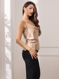 SilkSilky  Pure Silk Sleeveless Cowl Neck Camisole Top Champagne 005