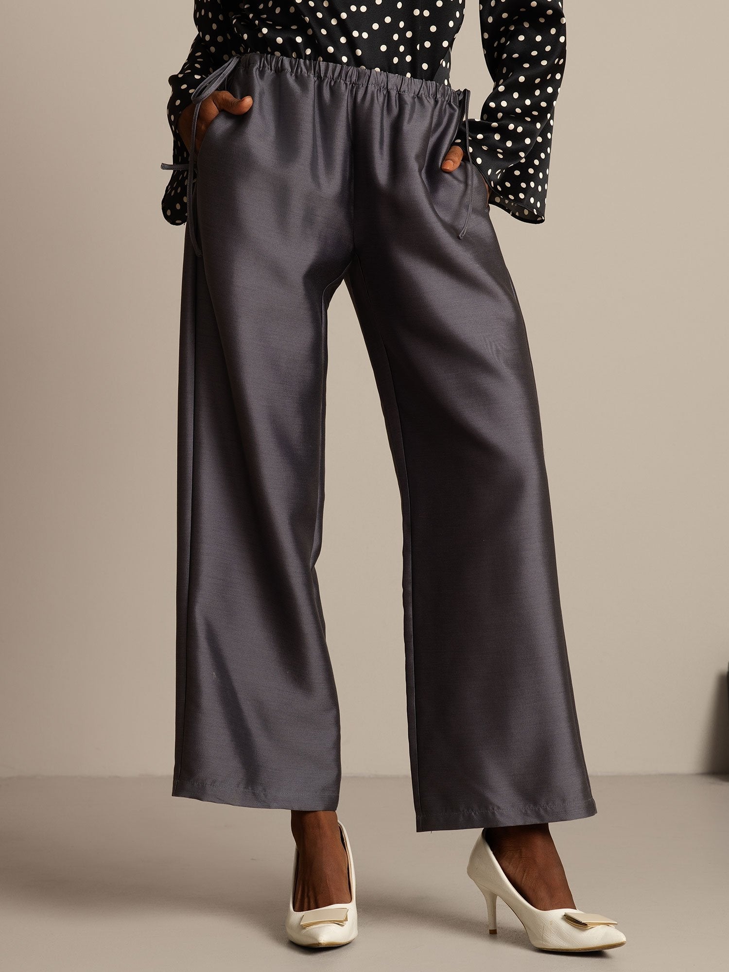 [Gray] SilkSilky  32Momme Silk Womens Pants 001,