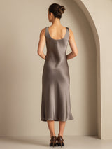 [Dark Khaki] SilkSilky  Sleeveless Scoop Neck Dress 002