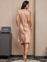 [Tuscany] SilkSilky  Cap Sleeve V Neck Nightgown 002