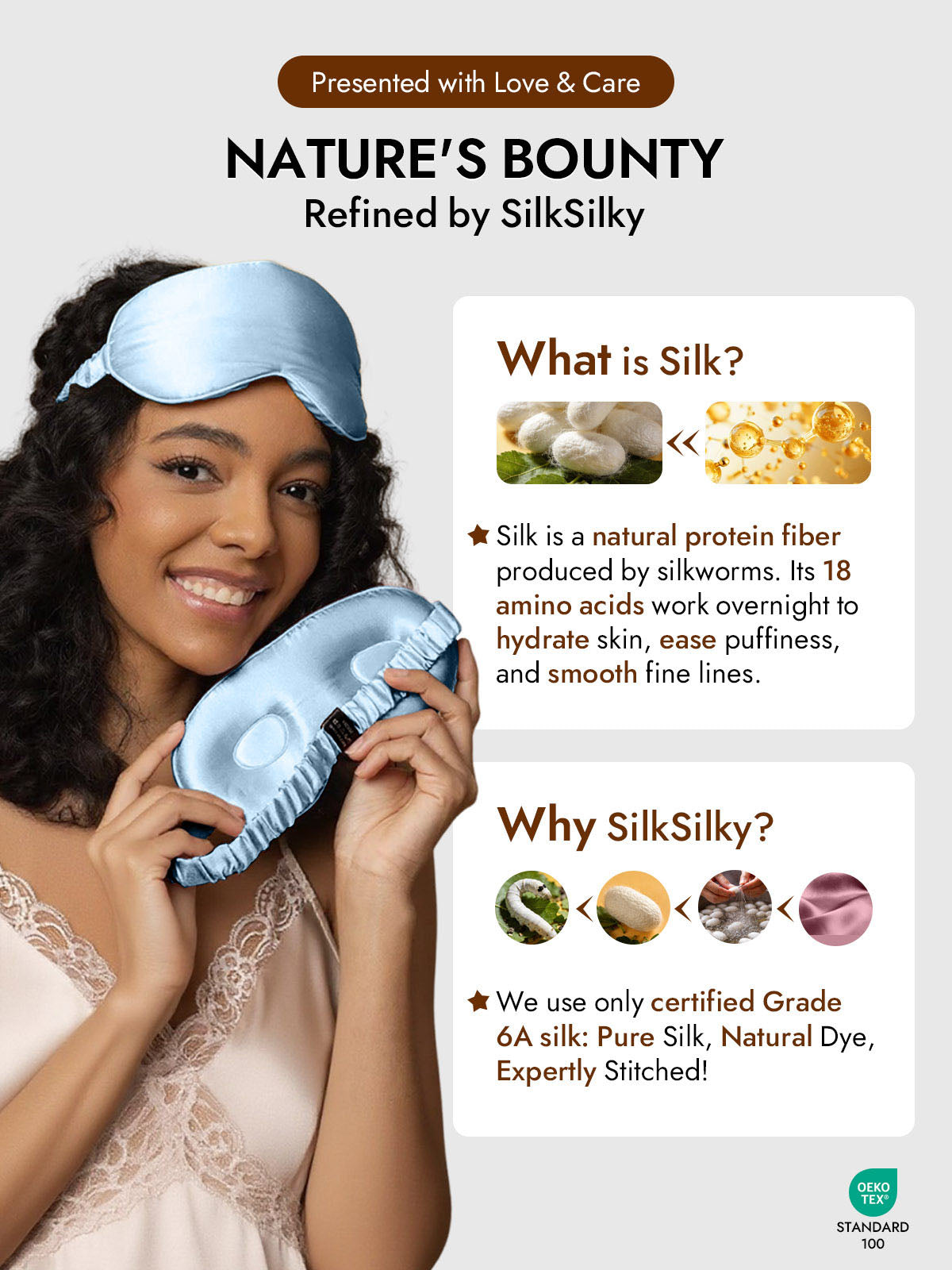 [Light Blue] SilkSilky  Pure Silk Eye Mask 006