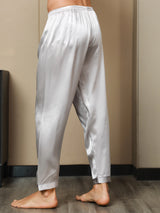 [Gray] SilkSilky  Pure Silk Mens Sleep Bottoms 006,