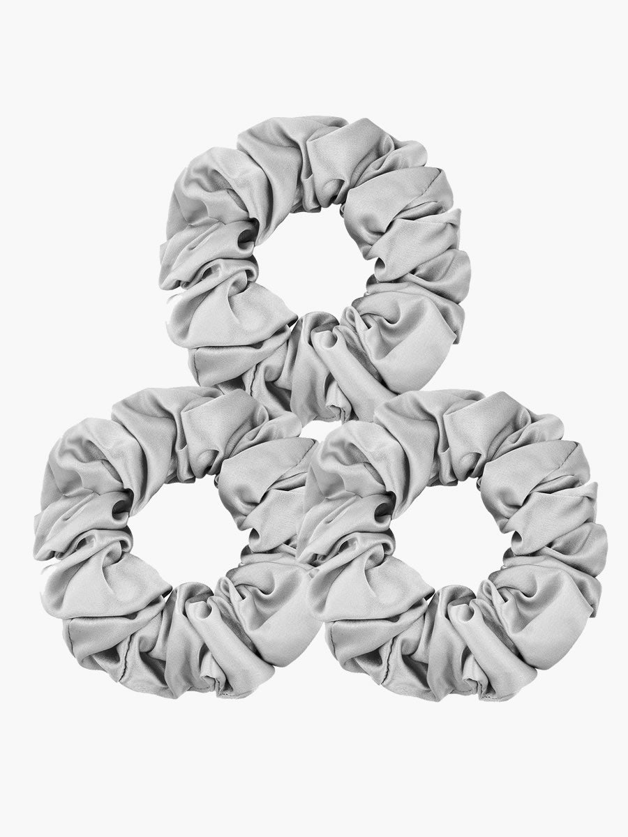 SilkSilky  19Momme Pure Silk Scrunchie Silver 002