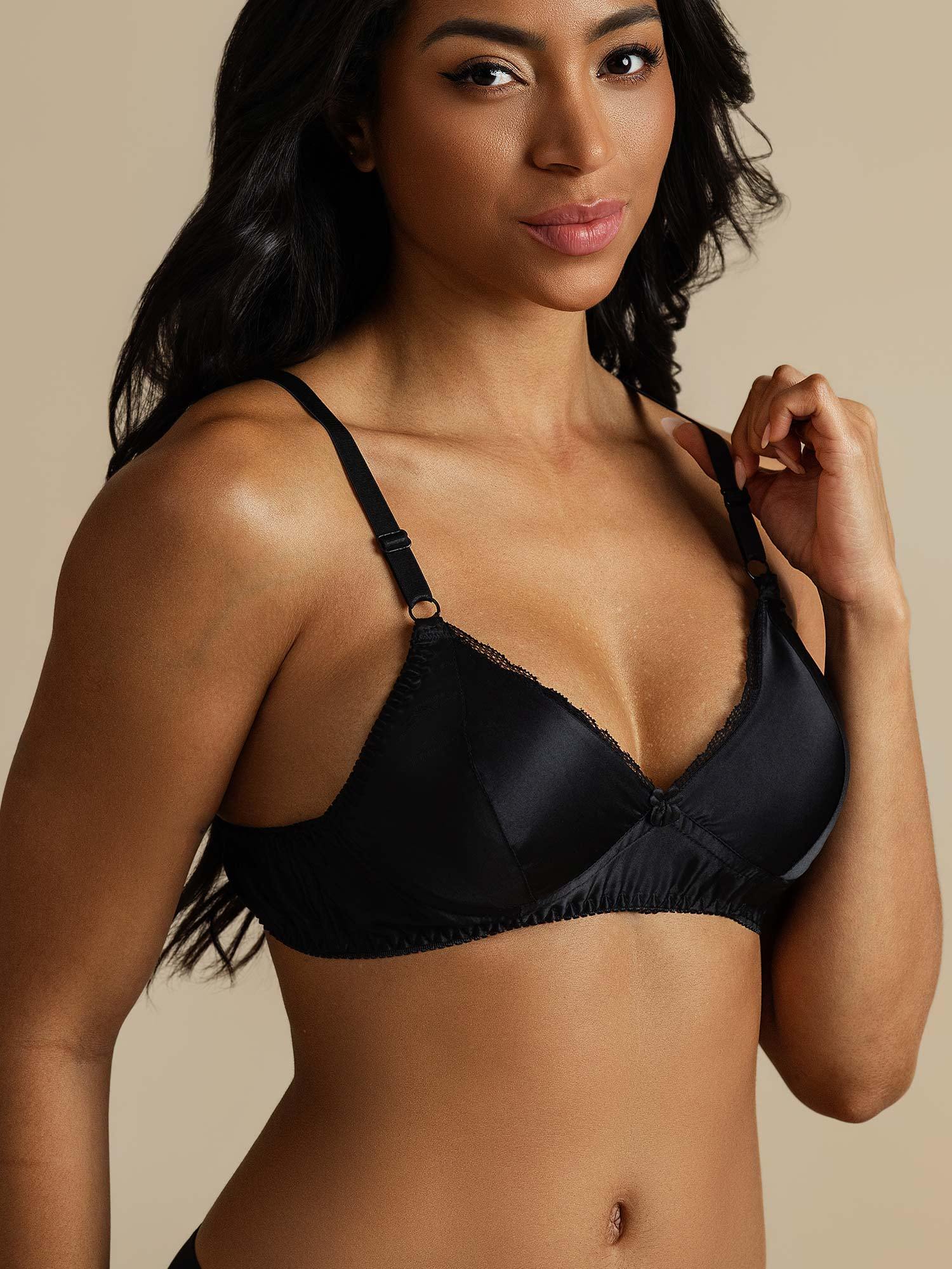 [Black] SilkSilky  Pure Silk Bra 004,