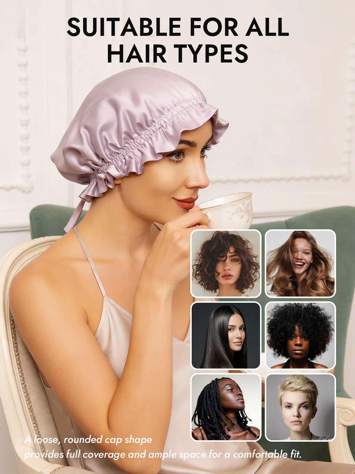 [Lavender] SilkSilky  Sleep Cap 006