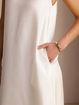 [White] SilkSilky Sleeveless Crew Neck Dress 005
