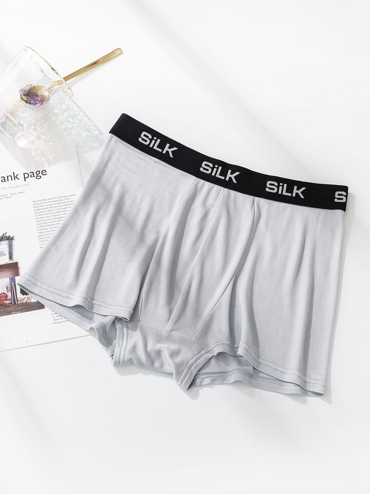 [Gray] SilkSilky  Pure Silk Mens Underwear 003