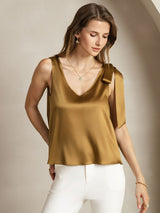 [Bronze] SilkSilky  Sleeveless V Neck Women's T-Shirt 001
