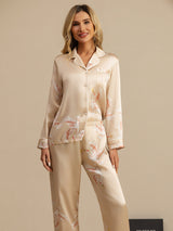 [Champagne] SilkSilky  Long Sleeve Lapel Collar Women's Pajamas 004