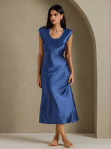 [Real Teal] SilkSilky  Cap Sleeve Dress 003