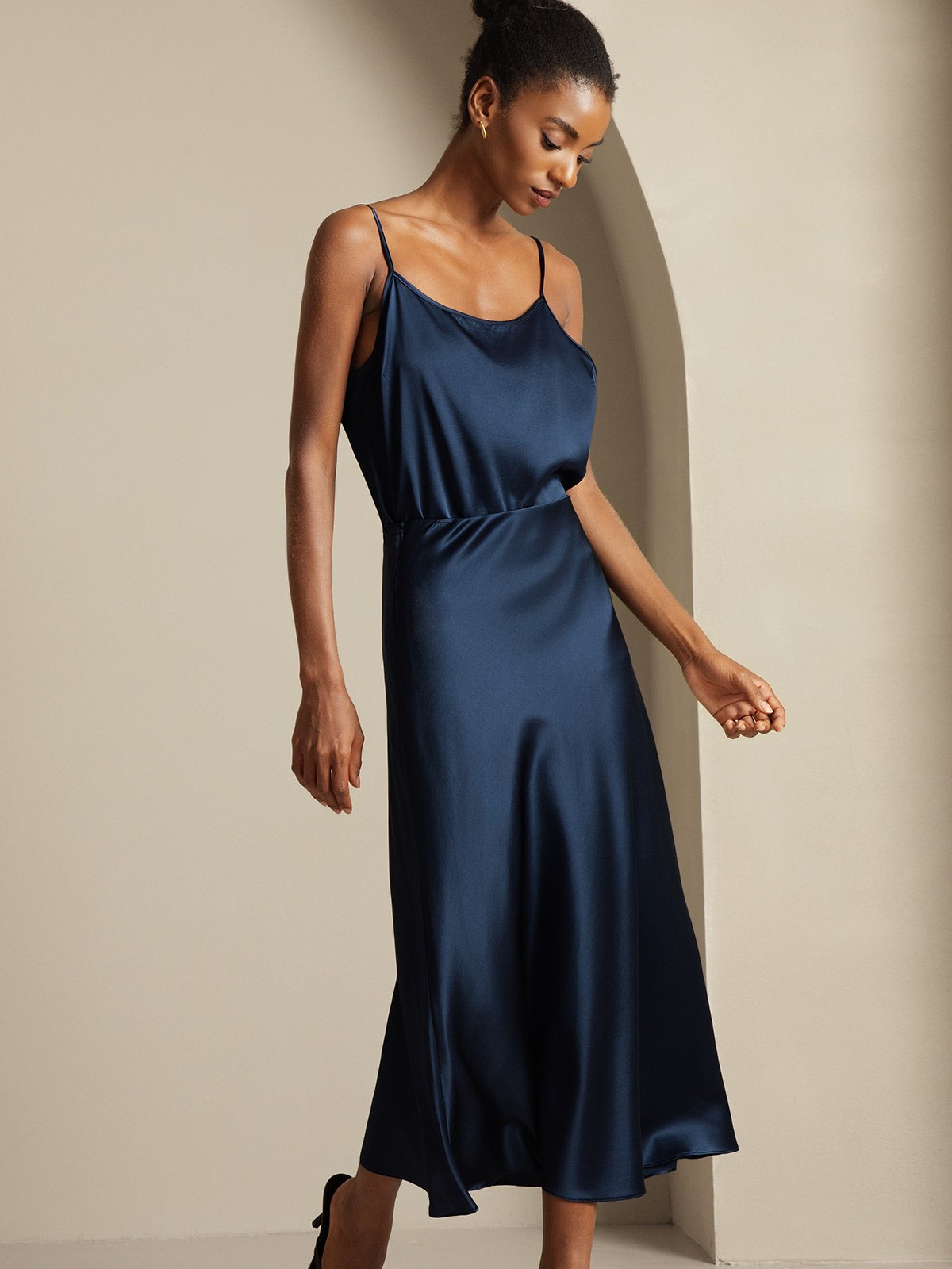 [Dark Blue] SilkSilky  19Momme Pure Silk Womens Outfit Sets 006,