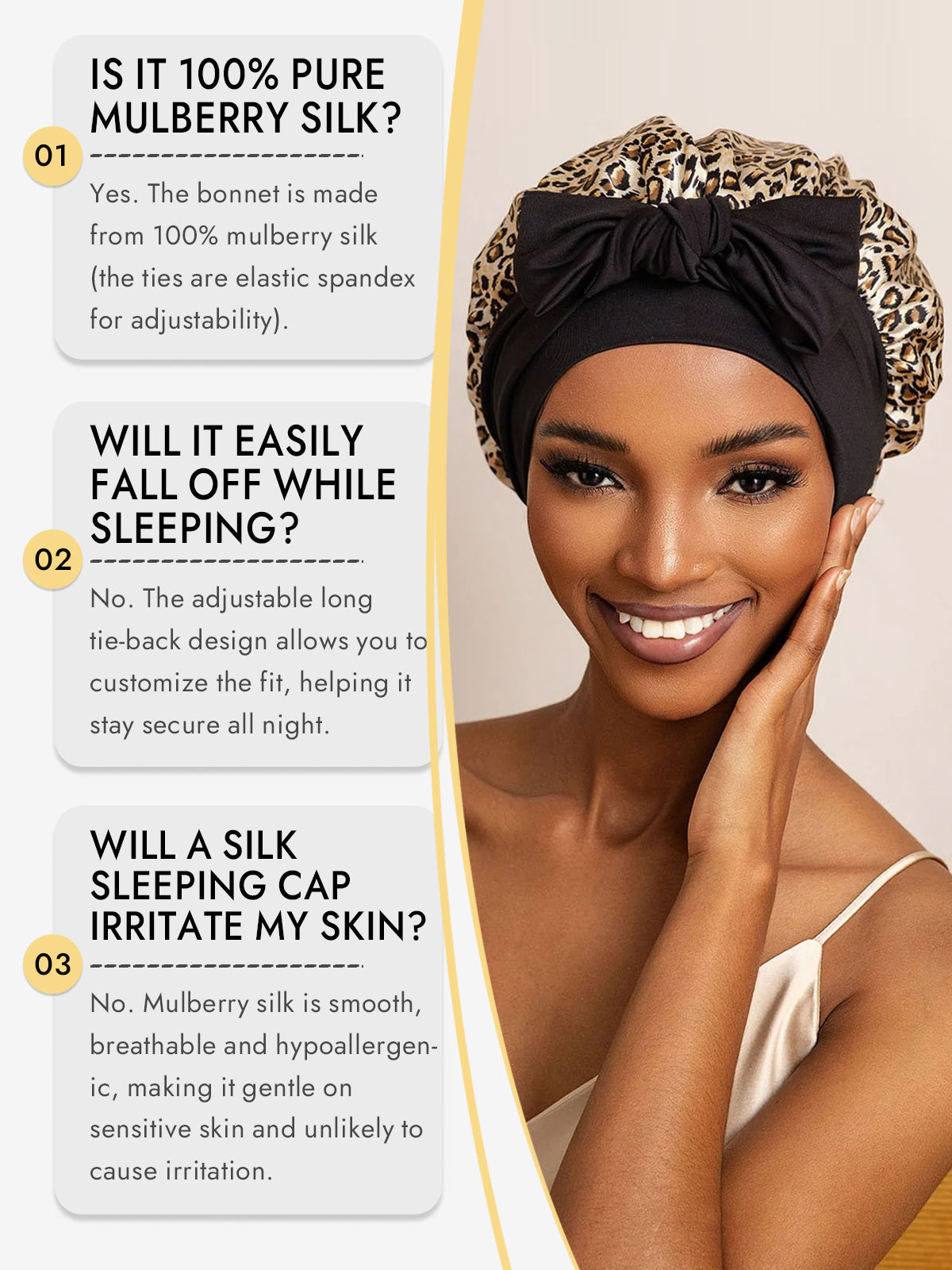 [Leopard] SilkSilky  Pure Silk Sleep Cap 006