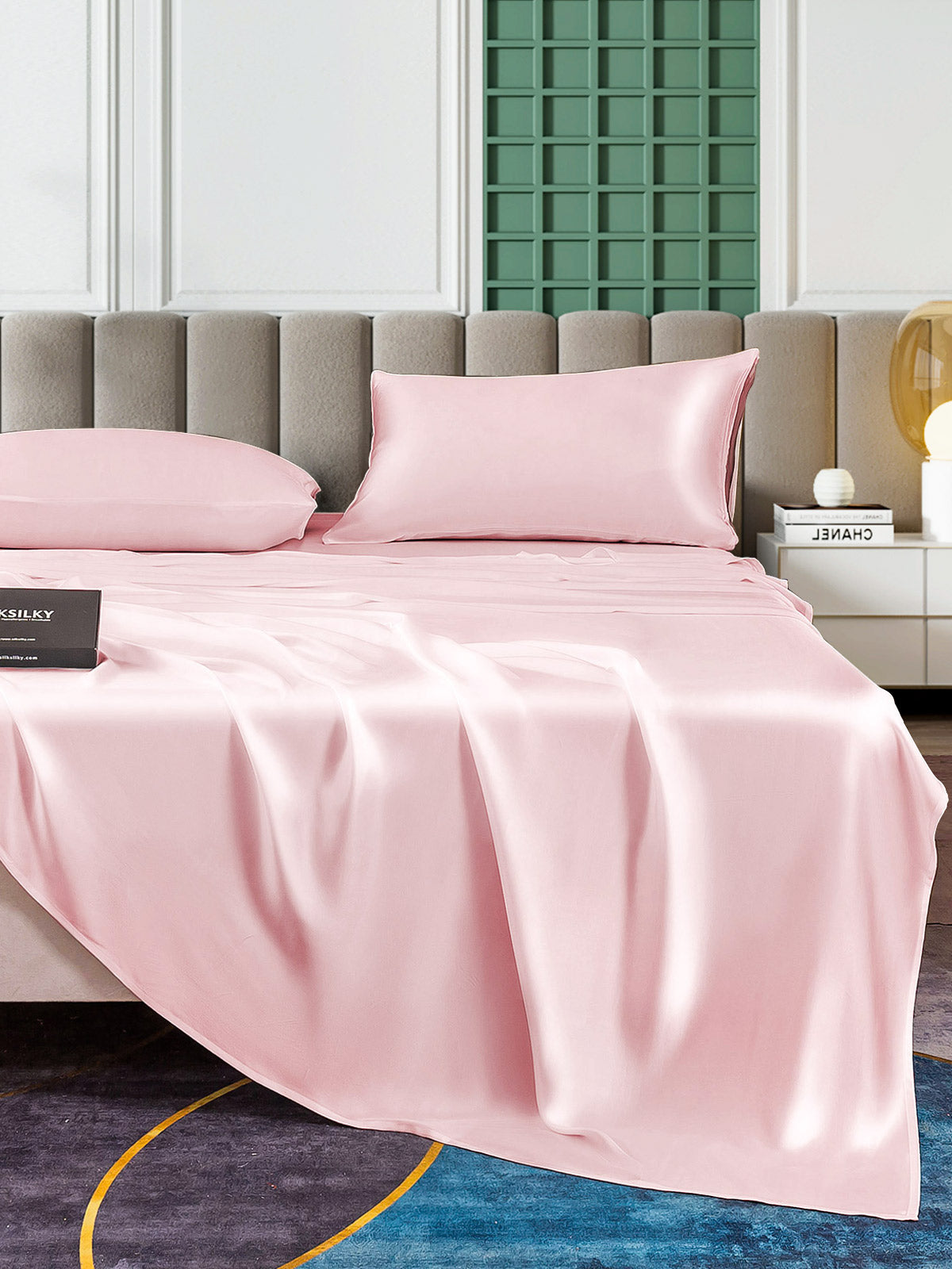 SilkSilky US 25Momme Pure Silk Bedding Set Pink 004