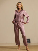 [Pale Mauve] SilkSilky  Long Sleeve Notch Collar Women's Pajamas 001