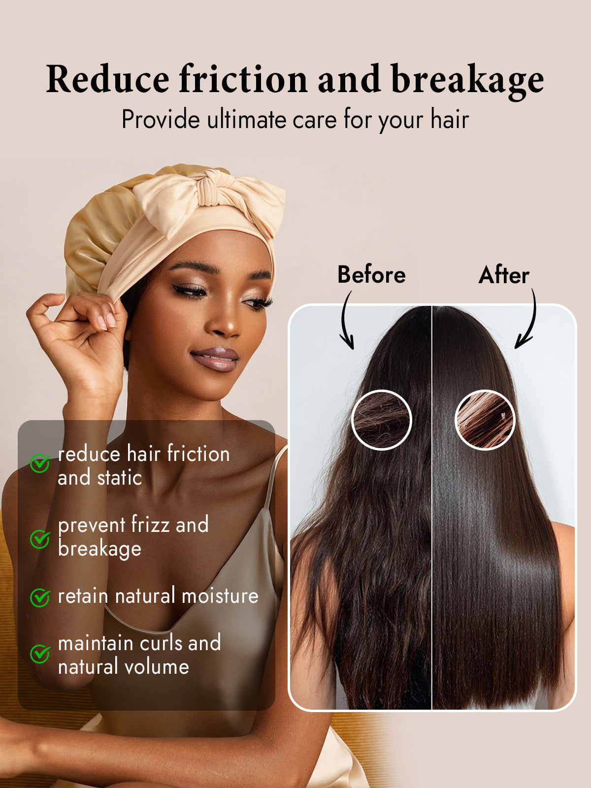 [Champagne] SilkSilky  Pure Silk Sleep Cap 003