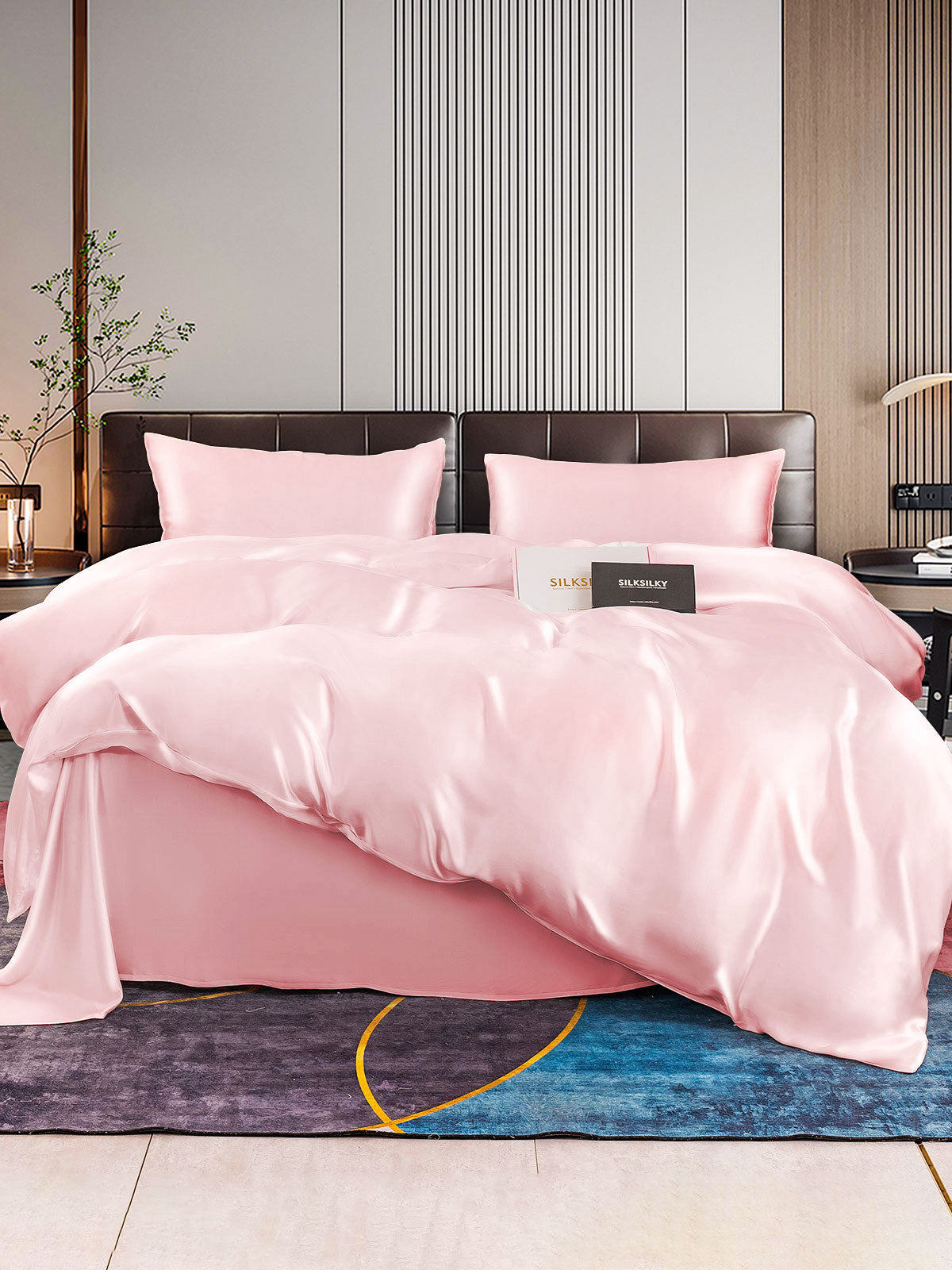 SilkSilky US 22Momme Pure Silk Bedding Set Pink 001