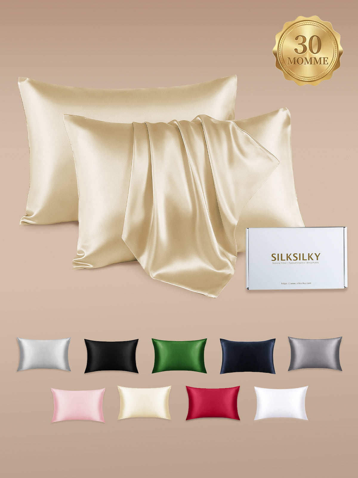 [Ivory] SilkSilky  30Momme Pure Silk Pillowcase 001
