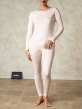 [Light Pink] SilkSilky  Long Sleeve Round Neck Women's Long Johns 005