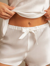 [White] SilkSilky  Spaghetti Strap V Neck Camisole Set 007