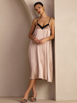 [Tuscany] SilkSilky Spaghetti Strap V Neck Dress 007