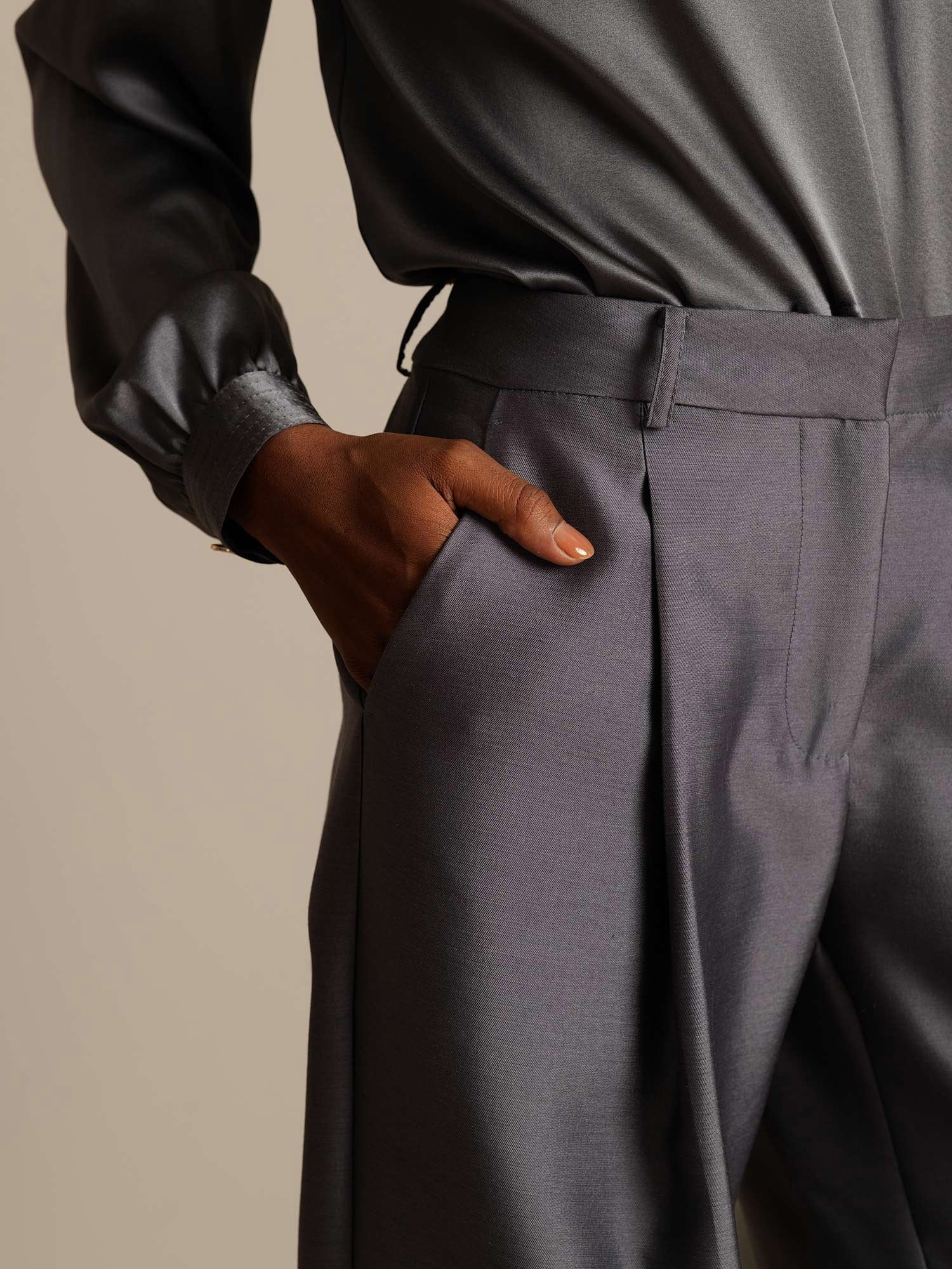 [Gray] SilkSilky  32Momme Silk Womens Pants 004,