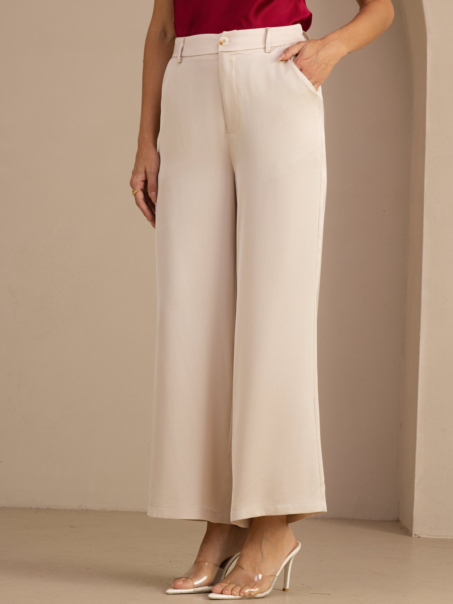 [Beige] SilkSilky Womens Pants 001