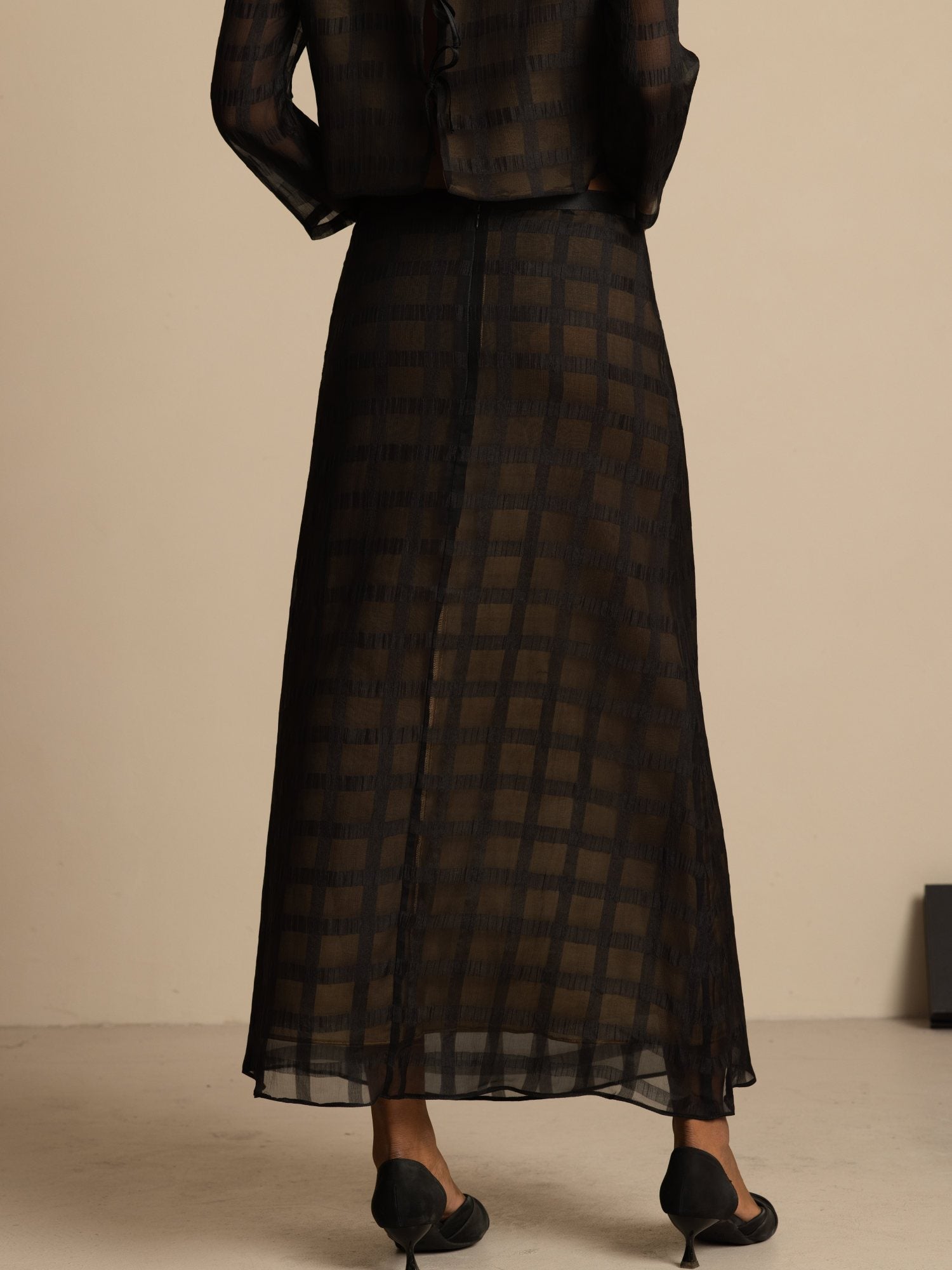 [Black] SilkSilky Pure Silk Skirt 002