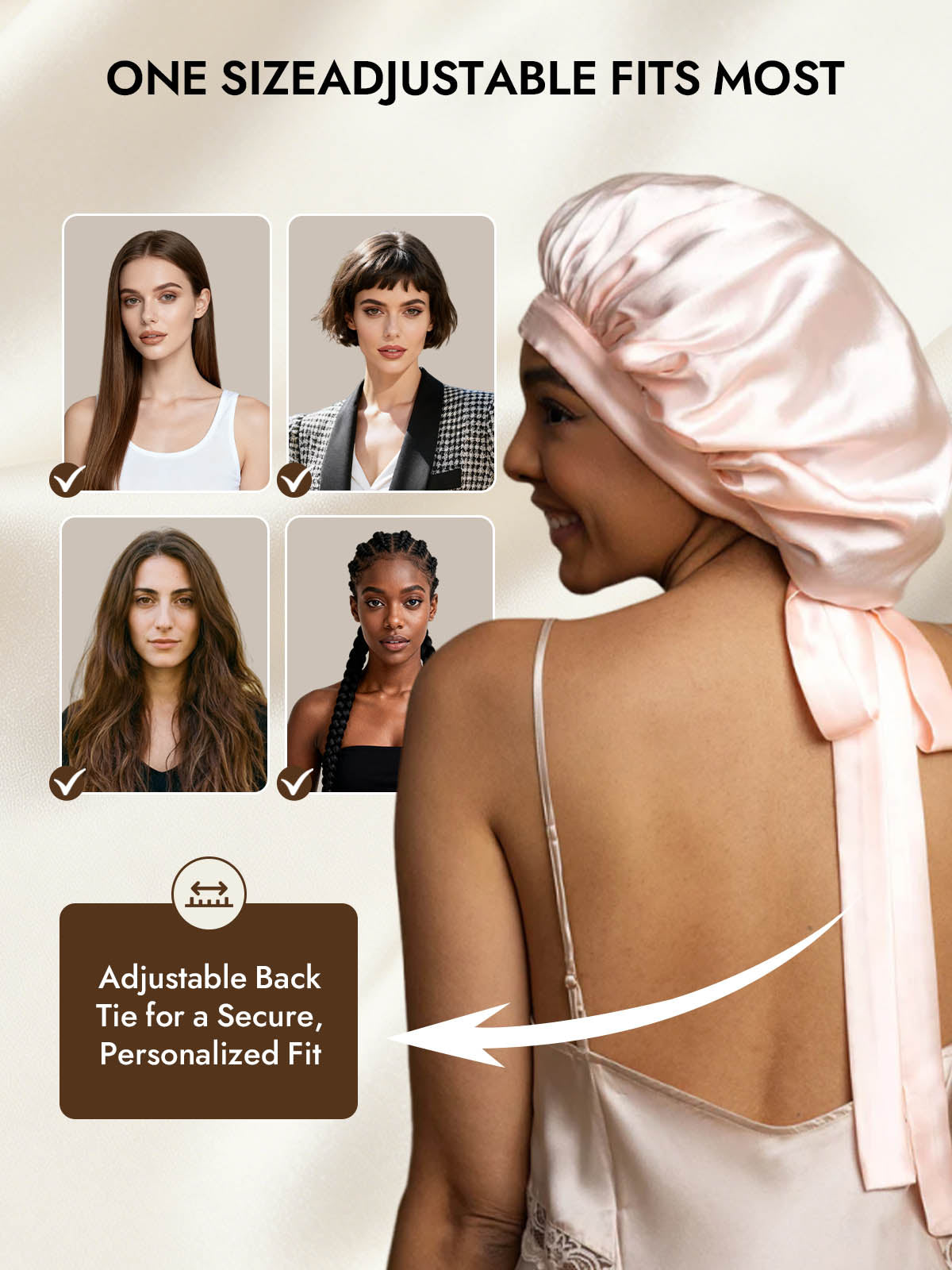 [Light Pink] SilkSilky  Pure Silk Sleep Cap 005