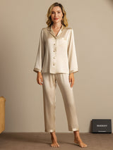 [Champagne] SilkSilky  Long Sleeve Notch Collar Women's Pajamas 001