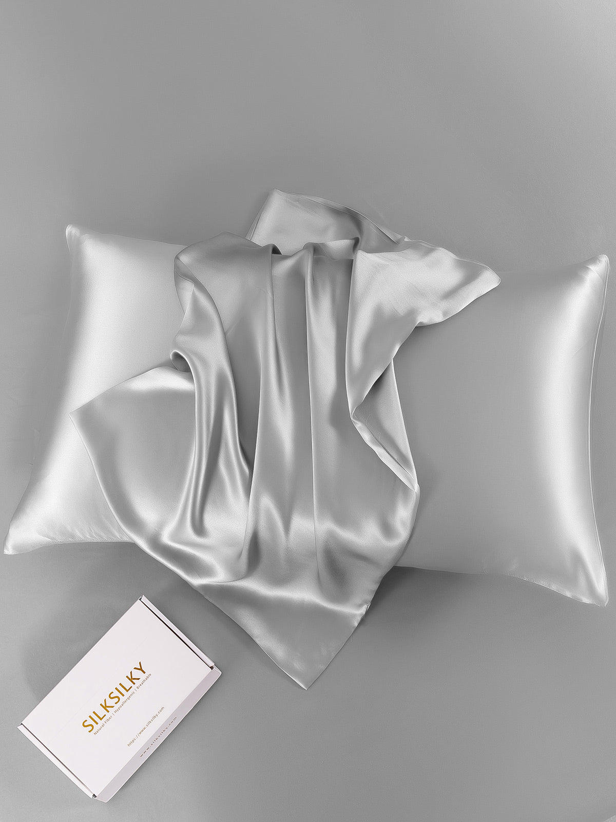 SilkSilky US 19Momme Pure Silk Pillowcase Silver 005