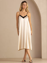 [Brown Rice] SilkSilky Spaghetti Strap V Neck Dress 006