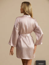 [Pink Heart Geo] SilkSilky  Long Sleeve Women's Robe 002