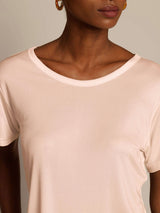 [Light Pink] SilkSilky  100% Silk Jersey Short Sleeve Round Neck Women's T-Shirt 004