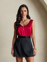 [Wine] SilkSilky  Sleeveless V Neck Camisole Top 001
