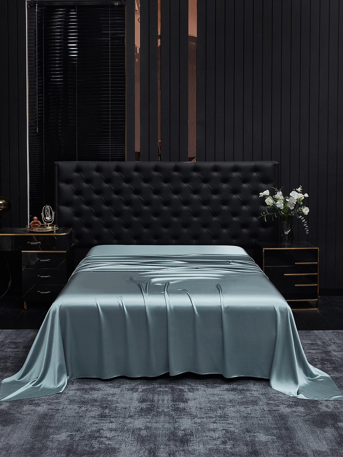 [Grayish Blue] SilkSilky  22Momme Pure Silk Sheet 001