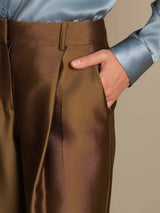 [Bronze] SilkSilky  32Momme Silk-Wool Blend Women's Pants 004