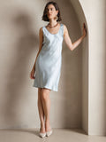 SilkSilky US Pure Silk Sleeveless Round Neck Dress LightBlue 006