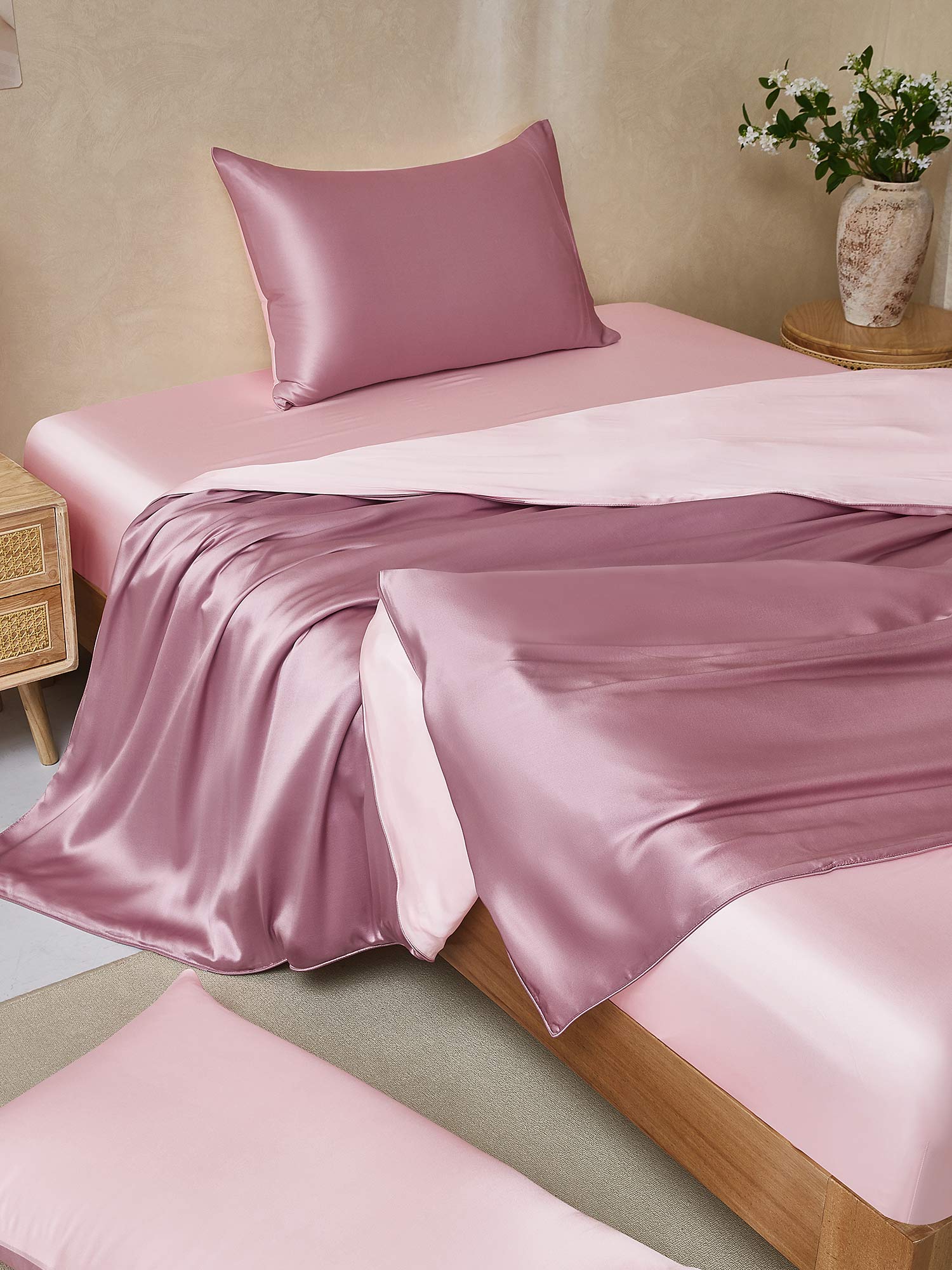 [PaleMauve+LightPink] SilkSilky  19Momme Pure Silk Bedding Set 001,