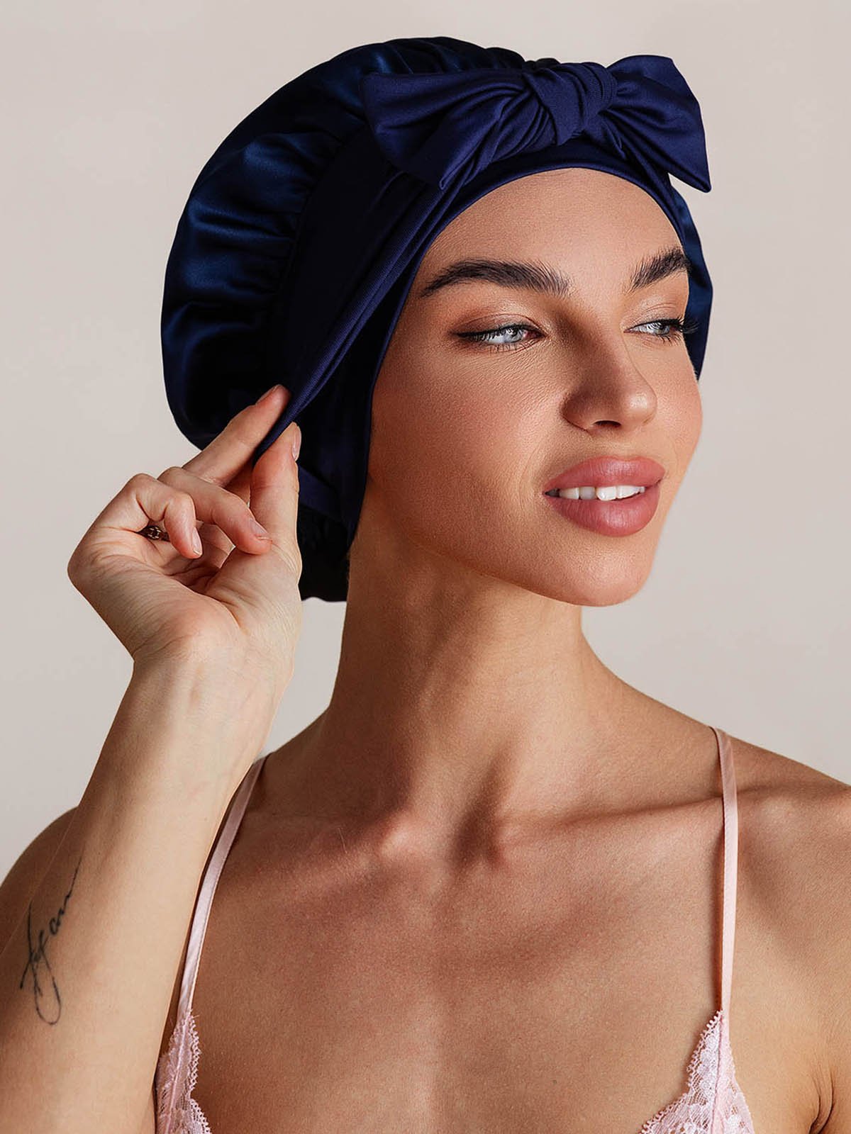 SilkSilky Pure Silk Sleep Cap DarkBlue 006