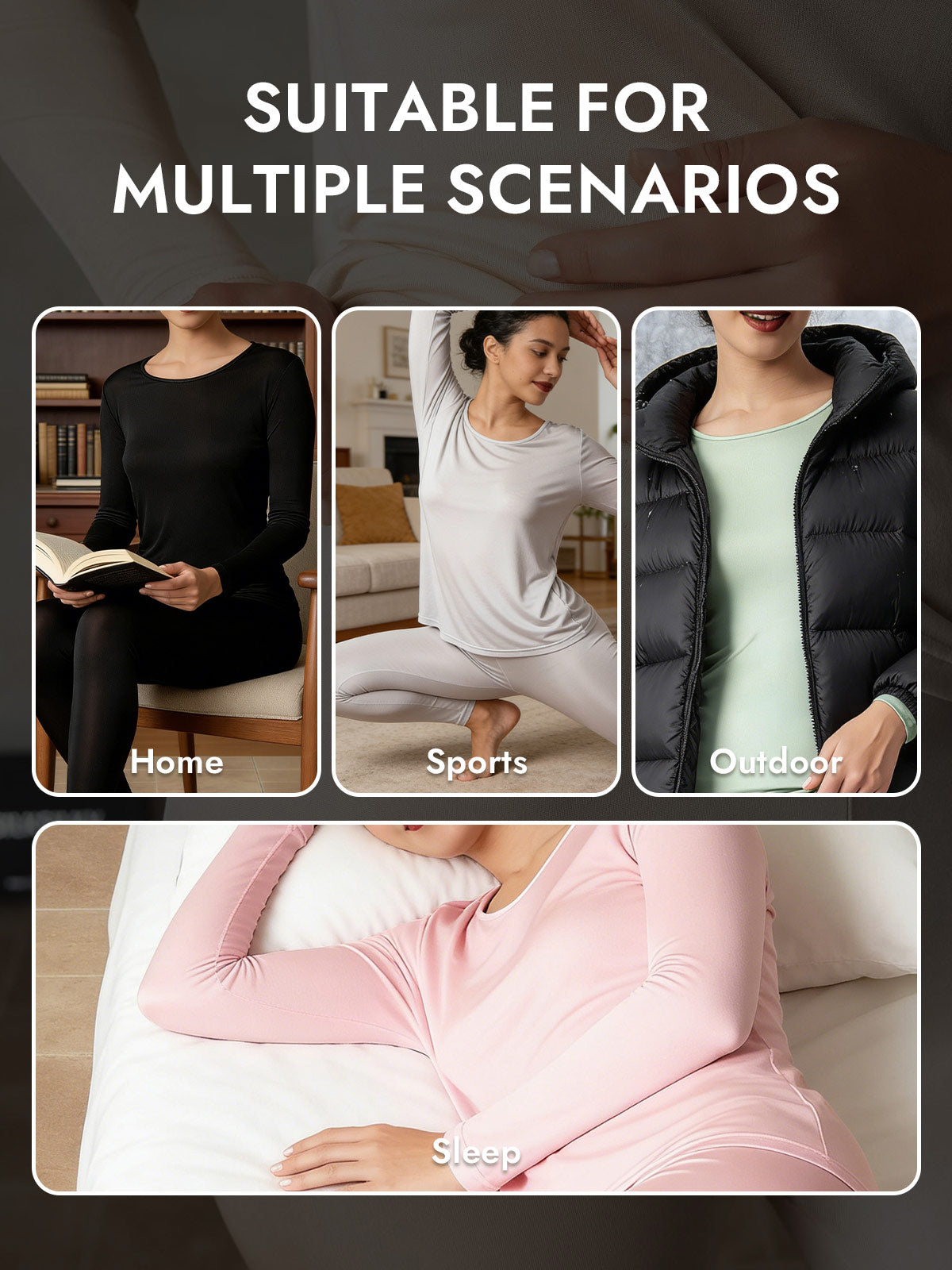 [Tan] SilkSilky  Silk Long Sleeve Round Neck Long Johns 006