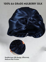 [Dark Blue] SilkSilky  22Momme Pure Silk Sleep Cap 003