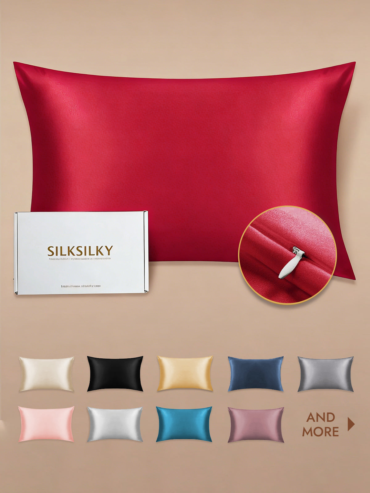 [Wine] SilkSilky  19Momme Pure Silk Pillowcase 001