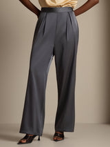 [Dark Gray] SilkSilky  19Momme Stretch Silk Charmeuse Women's Pants 001