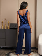 [Dark Blue] SilkSilky  Sleeveless Square Neck Camisole Set 002