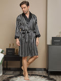 SilkSilky US Pure Silk Long Sleeve Mens Robe Black 004