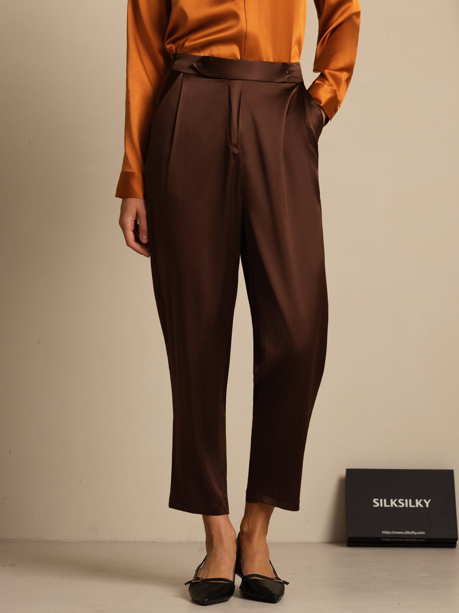 [Bitter Chocolate] SilkSilky  19Momme Silk Womens Pants 001